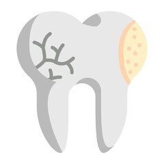 Damaged or Bad Tooth vector color icon design, Dentistry symbol, Healthcare sign, Dental instrument stock illustration, Cracked Teeth concept