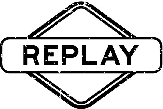 Grunge black replay word rubber seal stamp on white background