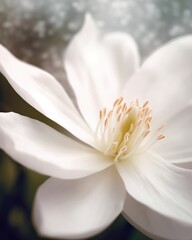 A close-up photo of a white magnolia stellata flower has been produced. (Generative AI)