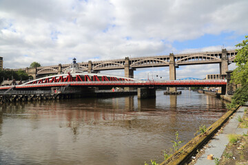 Swing bridge in Newcastle, UK - 602081678