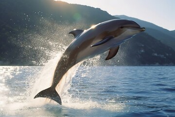 Fototapeta premium Playful Dolphin Jumping out of the Water