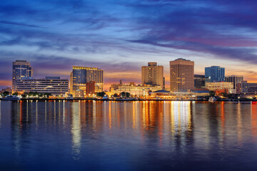 Norfolk, Virginia, USA Downtown Skyline in the Morning.