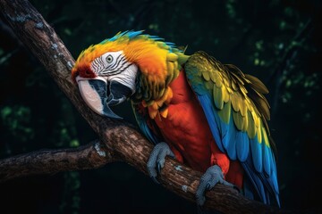 Fototapeta premium Colorful Macaw Parrot Perched on a Branch