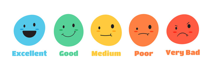 Feedback rating emotion face vector icon. These icons can be used on satisfaction meters and as feedback from respondents. - obrazy, fototapety, plakaty
