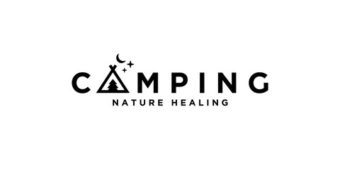 camping logotype with tent icon nature healing and minimalism concept