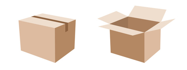set of cardboard box vector icon