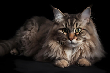 Fototapeta na wymiar Siberian cat - Originated in Russia, known for their thick, fluffy coat and gentle, affectionate personality (Generative AI)