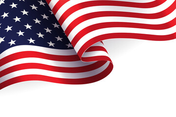 White illustration with silhouette of the flag of America, Independence Day, design element.