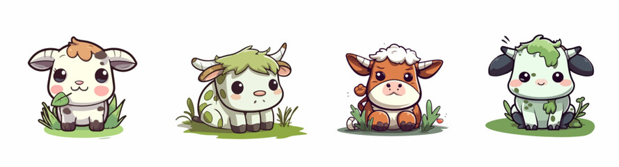 farm cow animal cute cartoon vector art