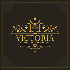 Luxury hotel label template. Trendy vintage royal ornament frames illustration.