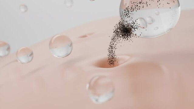 Bubble cleansing foam remove blackhead and oily from face or nose skin. Acne prevention and Face cleaning concept. 3D rendering.