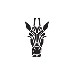 Fototapeta na wymiar Cute cartoon trendy design giraffe in logo, doodle style. African animal wildlife vector illustration icon. Black and white. 