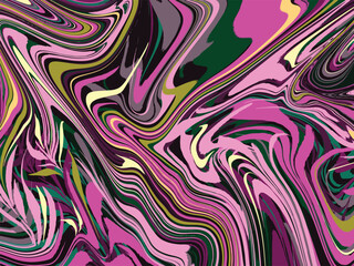 Abstract swirling oil paint liquid green and pink colored vector background isolated on horizontal background