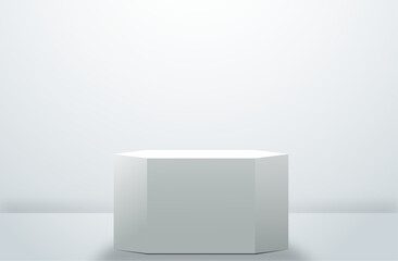 3d realistic podium on white background. Product diplay. Abstract vector rendering for advirtising product display, minimal scene room.