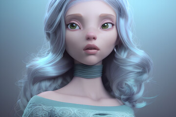 Portrait of a beautiful girl's face, 3d images, game characters
