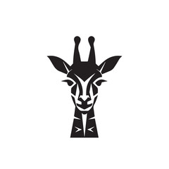 Cute cartoon trendy design giraffe in logo, doodle style. African animal wildlife vector illustration icon. Black and white. 