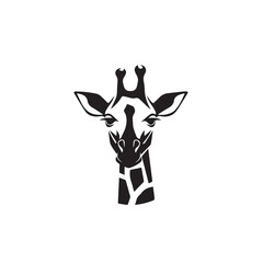 Cute cartoon trendy design giraffe in logo style. African animal wildlife vector illustration icon. Black and white