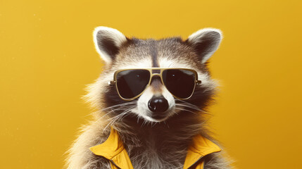 Specs & Intrigue: A Stylish Raccoon with Glasses. Generative AI
