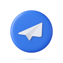 3d Telegram app icon symbols.