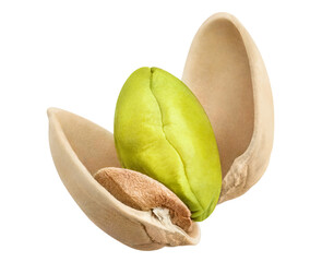 Delicious peeled pistachio cut out