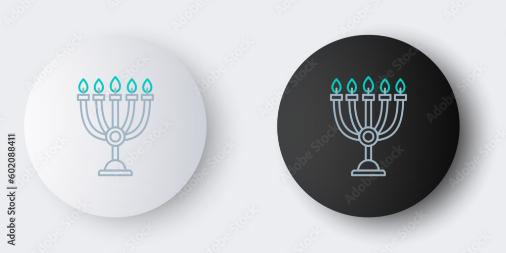 Wall mural line hanukkah menorah icon isolated on grey background. hanukkah traditional symbol. holiday religio