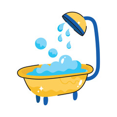 Shower doodle vector outline icon. EPS 10 file
