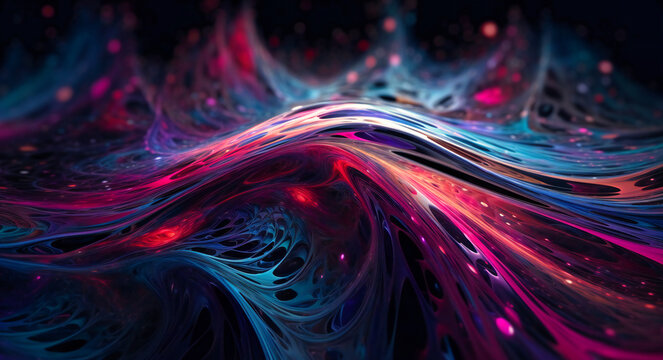 an artistic design of purple and blue pink wavy lines