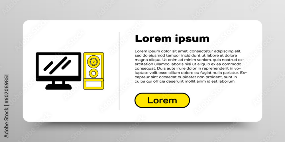 Poster line computer monitor icon isolated on white background. pc component sign. colorful outline concept