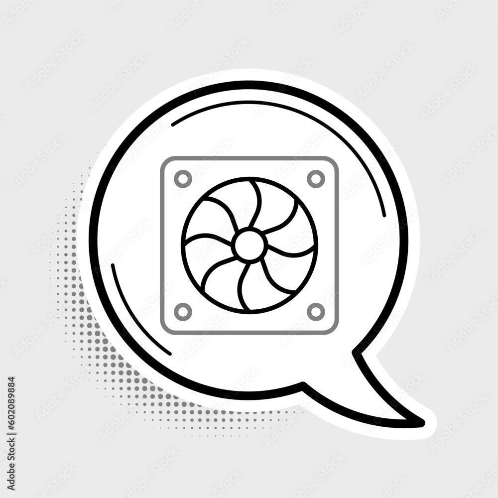 Poster line computer cooler icon isolated on grey background. pc hardware fan. colorful outline concept. ve