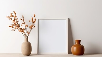 Empty picture frame ready for photo. Generative AI