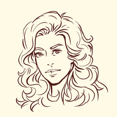 portrait of a woman vector for card decoration illustration
