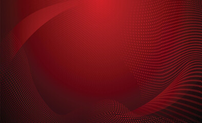Abstract background made of halftone dots and curved lines in red colors

