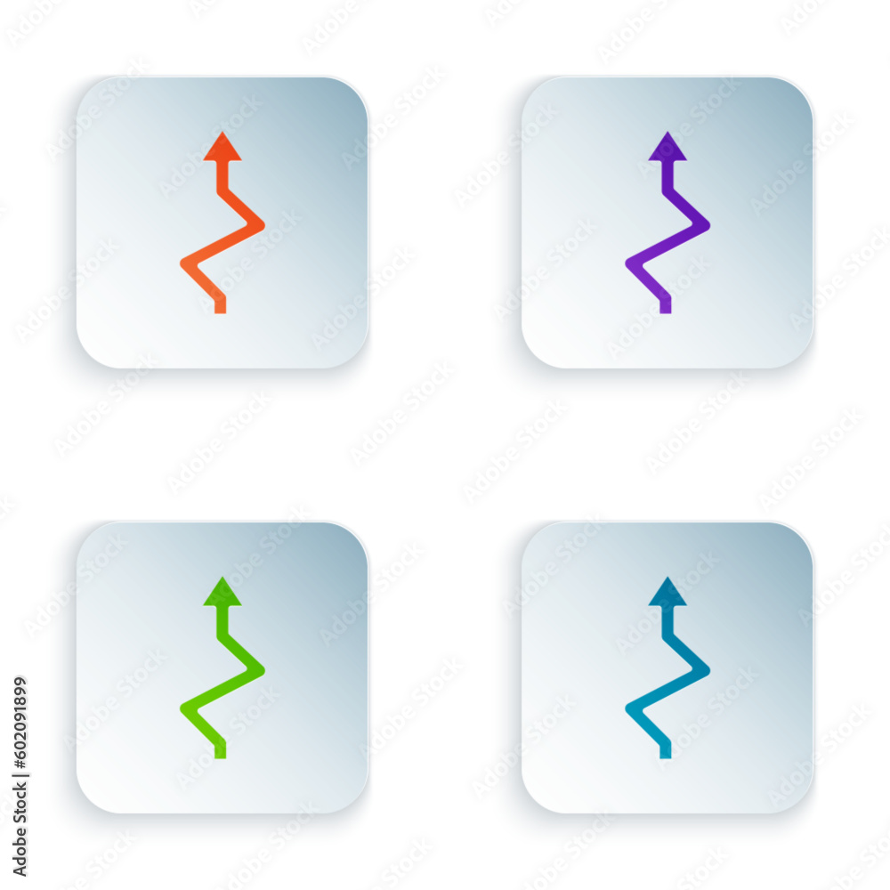 Poster color arrow icon isolated on white background. direction arrowhead symbol. navigation pointer sign. 