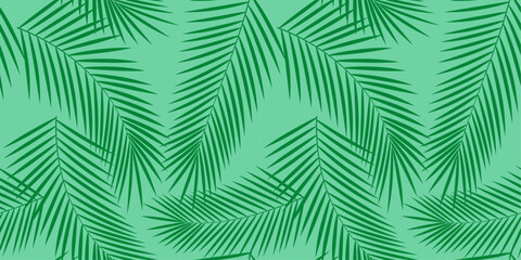 Background, pattern seamless green vector - palm leaves and branches