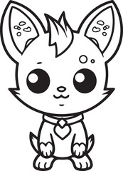 A cute cat line art vector illustration. A drawing cat cartoon design,