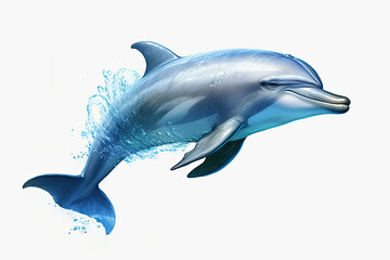 Fototapeta premium Dark blue dolphin is isolated on a white background. Mammal marine animal. Generative AI