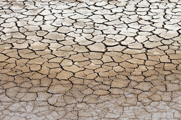 Drought, ground cracks, no hot water. Dry land in the dry season.  Lack of humidity effect from global cracked soil in drought abstract nature surface background with cracked soil.
