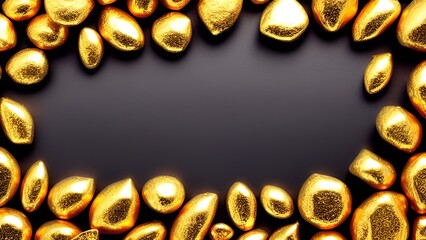 Glistening Gold Nuggets on a Dark Grey Background: A Luxurious Visual Treat
