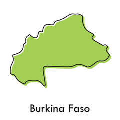 Burkina Faso map - simple hand drawn stylized concept with sketch black line outline contour. country border silhouette drawing vector illustration