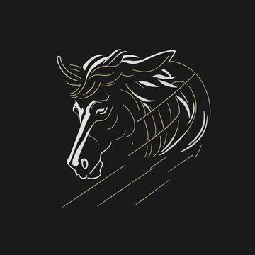 The vector illustration portrays the dynamic scene of a horse in action during a competition. The powerful silhouette captures the essence of this majestic creature as it bites, showcasing its strengt