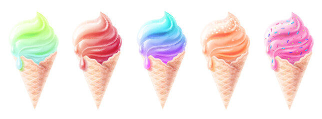 Ice cream set in a waffle cone