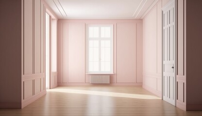 Fototapeta premium Empty room in a bright clean interior,empty room design.Generative AI.