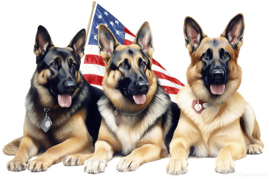cute german shepherd on independence day,Generative AI