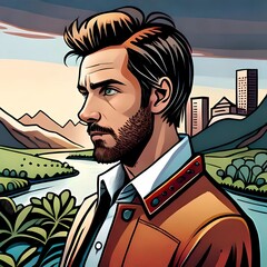 Mann als Cowboy und business man als Pop Art