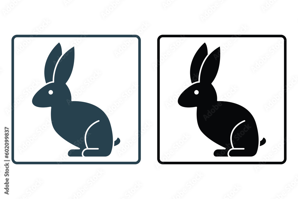 Poster rabbit icon illustration. solid icon style. icon related to pet. simple vector design editable