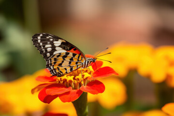 Obraz na płótnie Canvas Schmetterling mit Blumenvordergrund