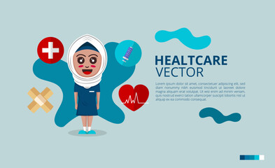 Vector of female nurse character on cream background