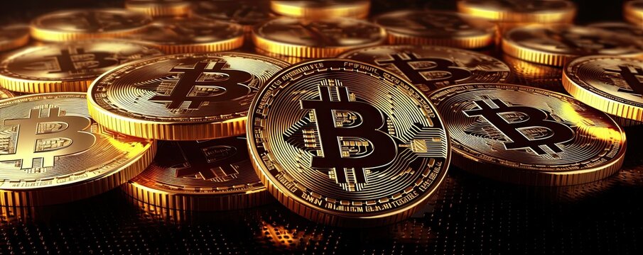 The largest most secure cryptocurrency bitcoin gold and silver coin, the concept of the future of money. AI generative