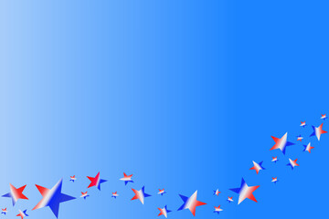 Star gradient confetti national flag colour blue red white represent to America, UK, Holland, Thailand, France, Italy. For celebration party ceremony. Blue sky background decoration.