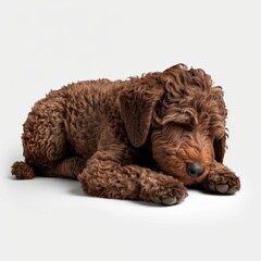 Cute Poodle Goes Unnoticed: Adorable Isolated Dog Portrait of Brown and Black Breed, Generative AI